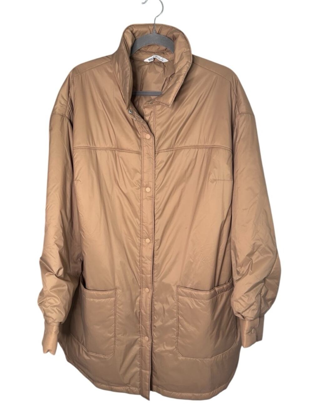 DSG Tan Snap Front Lightweight Puffer Jacket Plus 2X